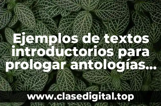 Ejemplos de textos introductorios para prologar antologías de textos