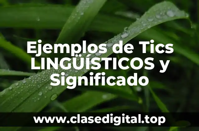 Ejemplos de Tics LINGÜÍSTICOS y Significado