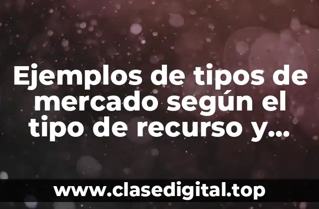 Ejemplos de tipos de mercado según el tipo de recurso y Significado