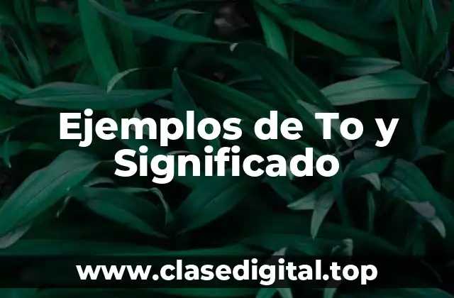 Ejemplos de To y Significado