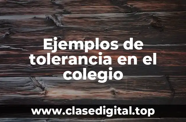 Ejemplos de tolerancia en el colegio