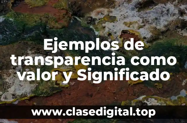 Ejemplos de transparencia como valor y Significado