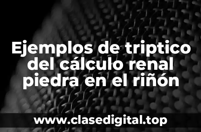 Ejemplos de triptico del cálculo renal piedra en el riñón