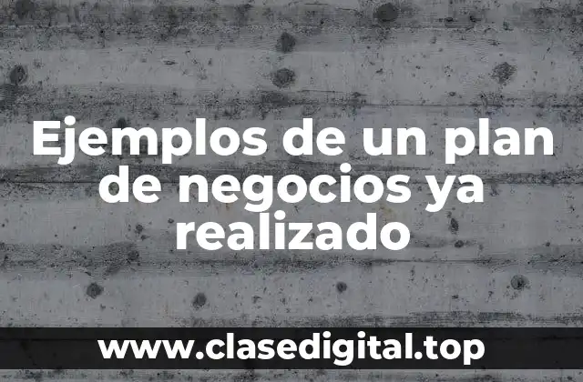Ejemplos de un plan de negocios ya realizado