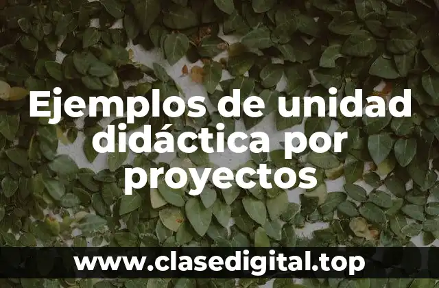 Ejemplos de unidad didáctica por proyectos