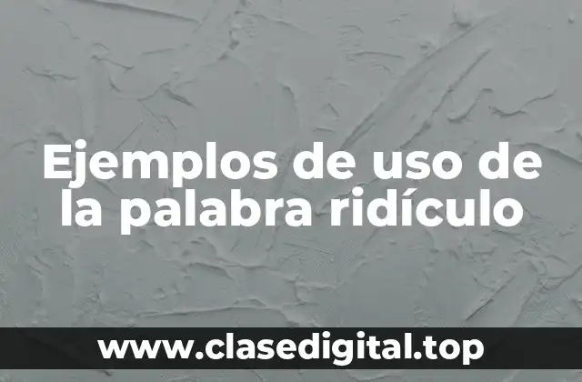 Ejemplos de uso de la palabra ridículo