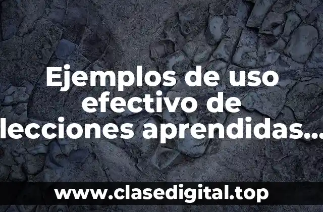Ejemplos de uso efectivo de lecciones aprendidas y mejores prácticas y Significado