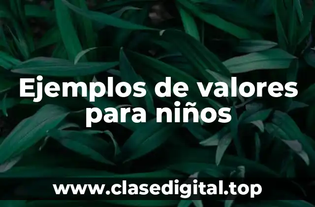 Ejemplos de valores para niños