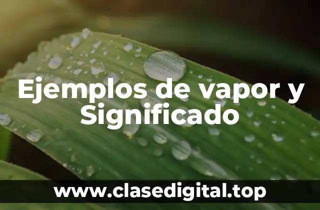 Ejemplos de vapor y Significado