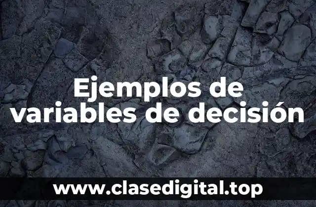 Ejemplos de variables de decisión