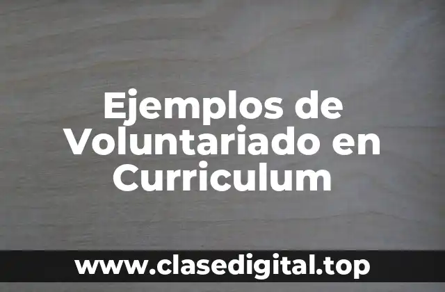 Ejemplos de Voluntariado en Curriculum