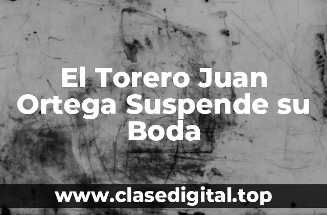 El Torero Juan Ortega Suspende su Boda