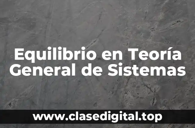 Equilibrio en Teoría General de Sistemas