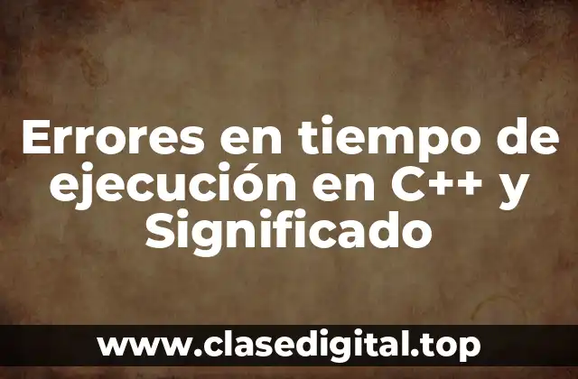 Errores en tiempo de ejecución en C++ y Significado