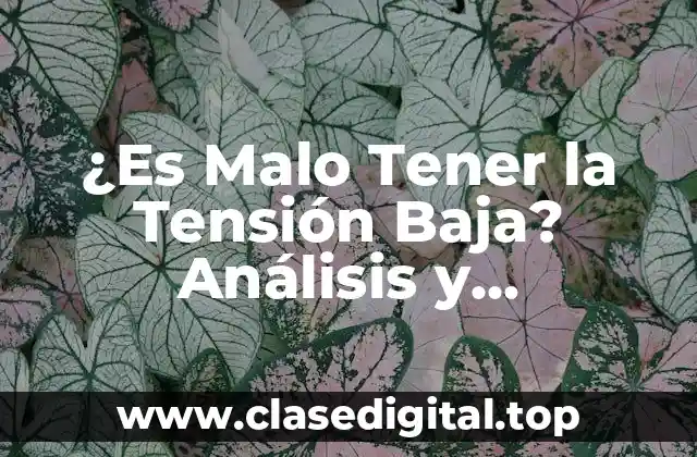 Causas de la Tensión Baja: ¿Cuáles son los factores que contribuyen a la hipotensión?
