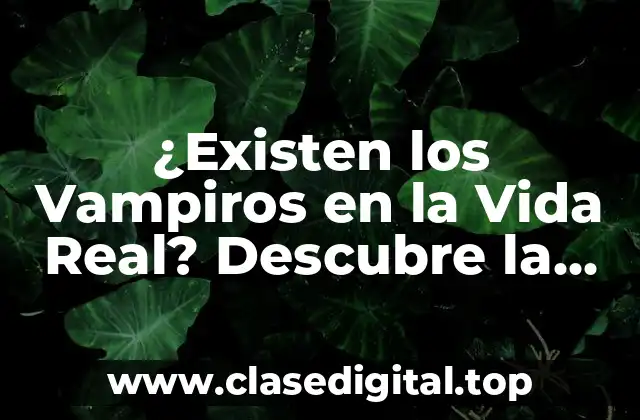 ¿Existen los Vampiros en la Vida Real? Descubre la Verdad