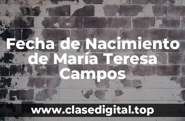Fecha de Nacimiento de María Teresa Campos