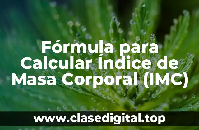Fórmula para Calcular Índice de Masa Corporal (IMC)