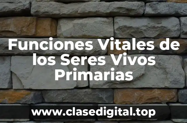 ¿Qué son las Funciones Vitales de los Seres Vivos Primarias?