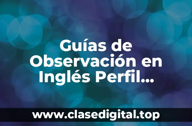 Guías de Observación en Inglés Perfil Personal