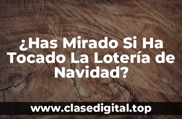 ¿Has Mirado Si Ha Tocado La Lotería de Navidad?