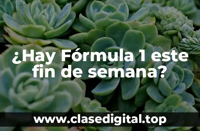 ¿Hay Fórmula 1 este fin de semana?