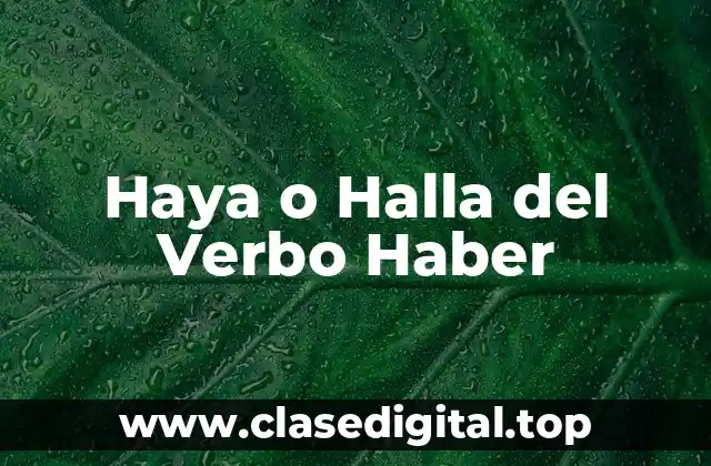 Haya o Halla del Verbo Haber