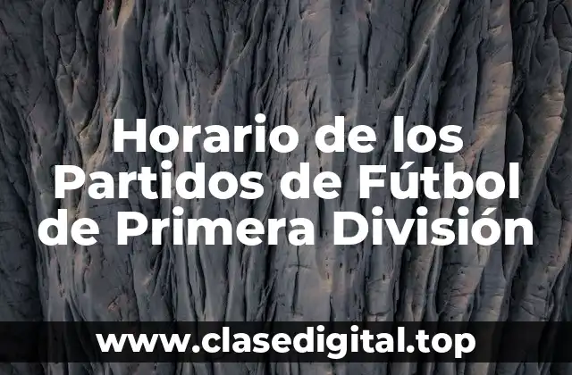 Horario de los Partidos de Fútbol de Primera División