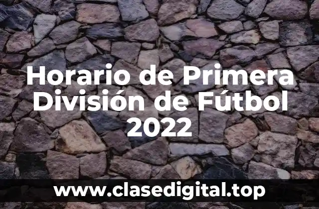 Horario de Primera División de Fútbol 2022