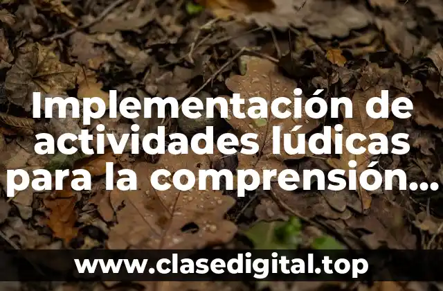Ejemplos de implementación de actividades lúdicas para la comprensión lectora