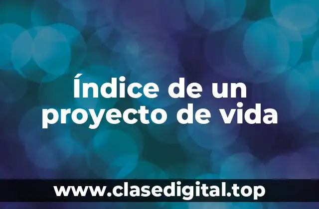 Índice de un proyecto de vida