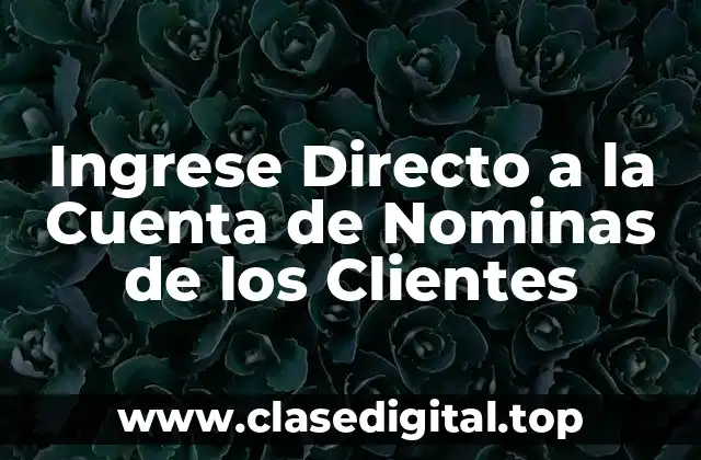 Ingrese Directo a la Cuenta de Nominas de los Clientes