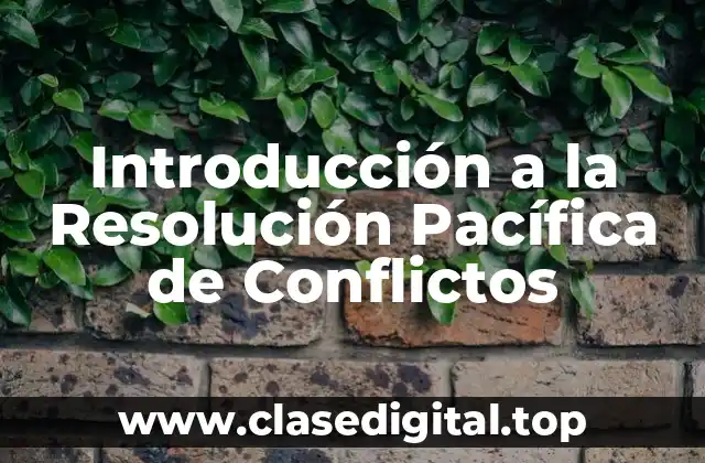 Introducción a la Resolución Pacífica de Conflictos