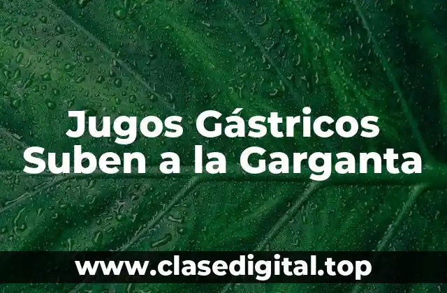 Jugos Gástricos Suben a la Garganta