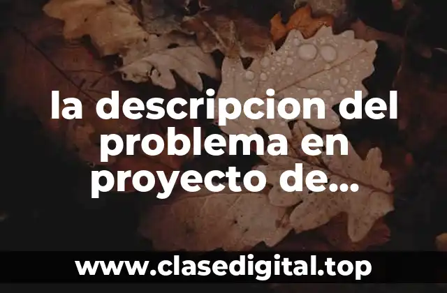 la descripcion del problema en proyecto de investigacion