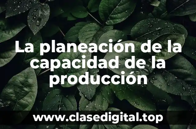 La planeación de la capacidad de la producción
