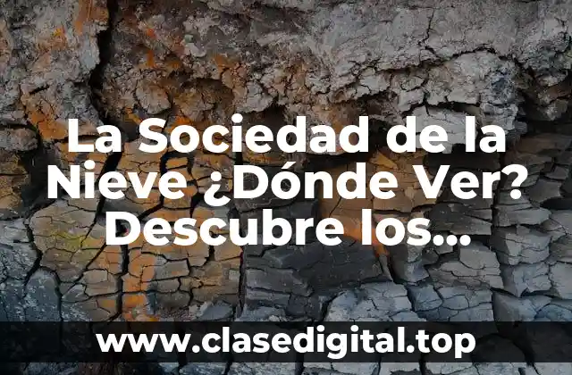 La Sociedad de la Nieve ¿Dónde Ver? Descubre los Mejores Lugares para Disfrutar de la Nieve