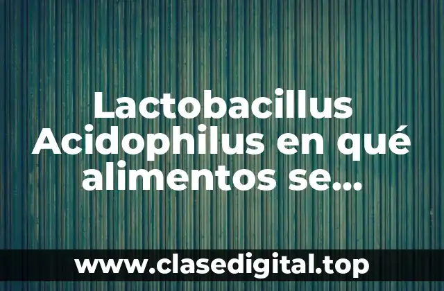 Qué es Lactobacillus Acidophilus y sus beneficios para la salud