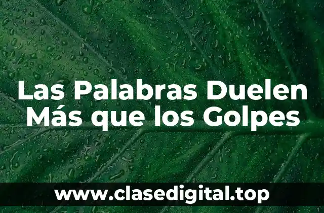 Las Palabras Duelen Más que los Golpes