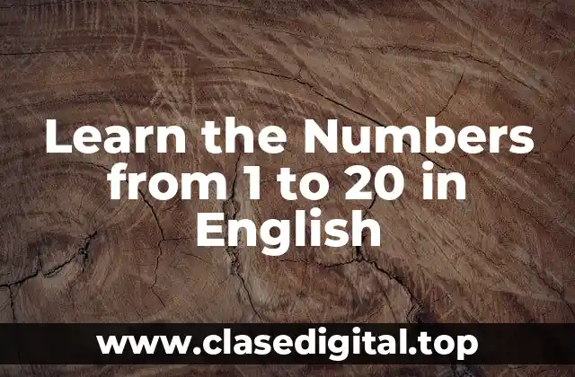Learn the Numbers from 1 to 20 in English