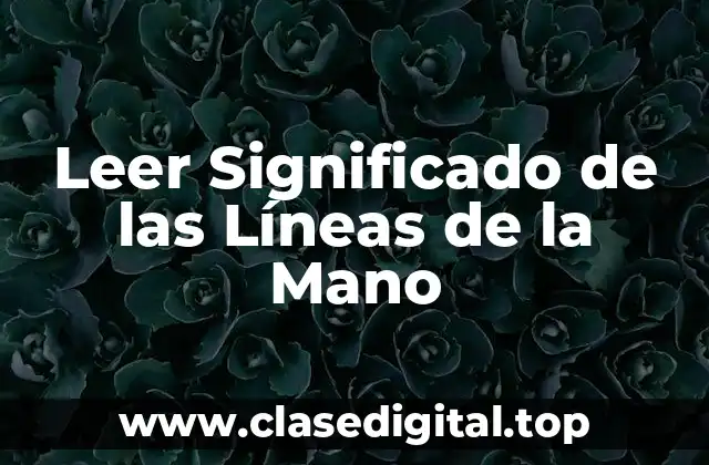 Leer Significado de las Líneas de la Mano