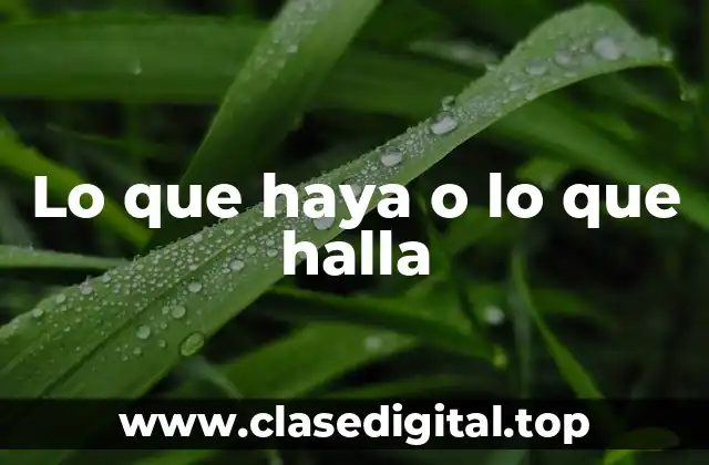 Lo que haya o lo que halla