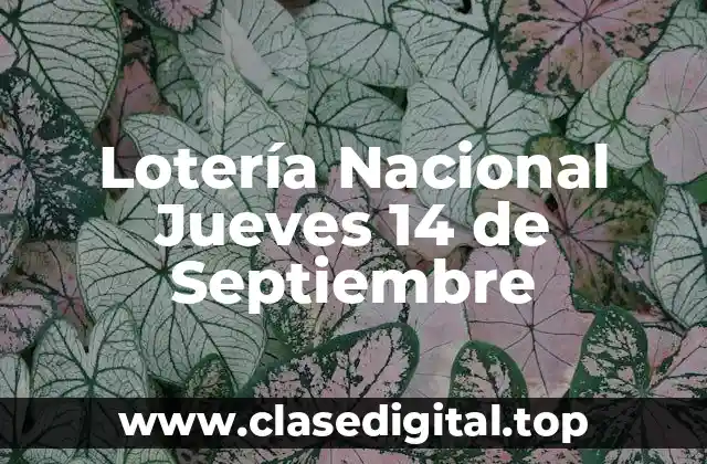 Lotería Nacional Jueves 14 de Septiembre