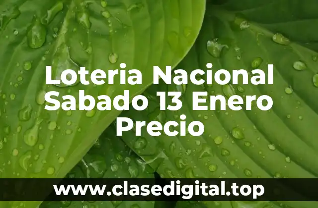 Loteria Nacional Sabado 13 Enero Precio