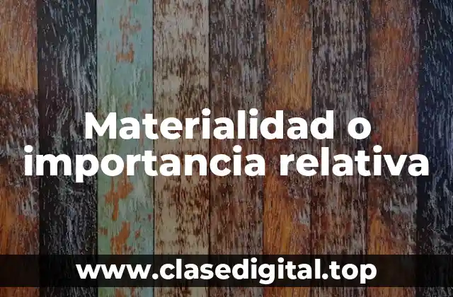 Materialidad o importancia relativa