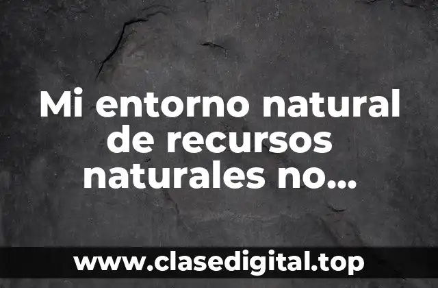Mi entorno natural de recursos naturales no renovables