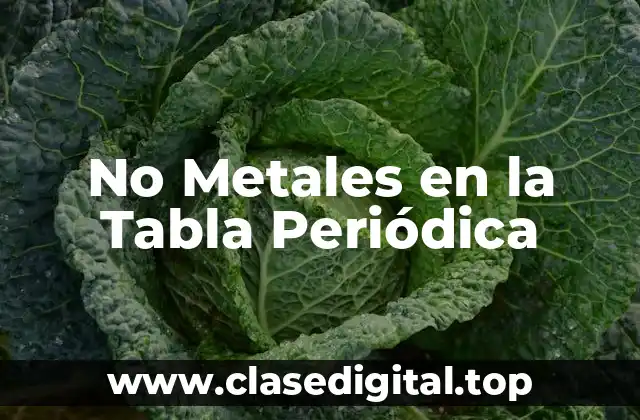 No Metales en la Tabla Periódica