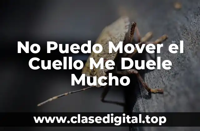 No Puedo Mover el Cuello Me Duele Mucho