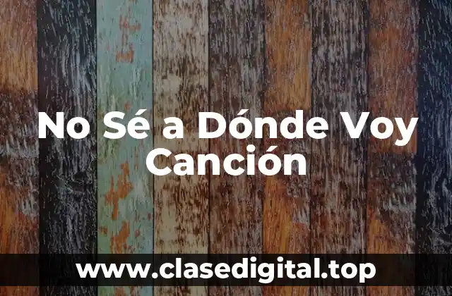 No Sé a Dónde Voy Canción
