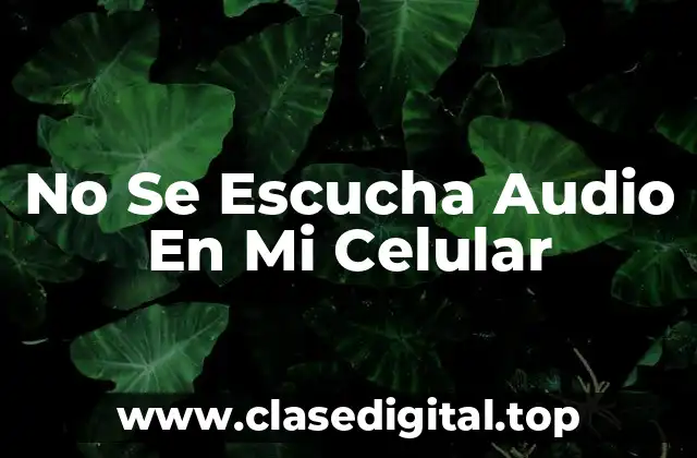 No Se Escucha Audio En Mi Celular